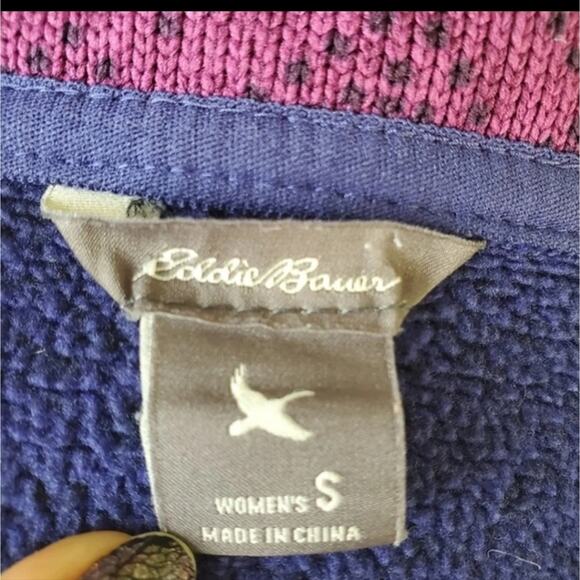 Eddie Bauer Blue/Purple Quarter Zip Mock Neck Pullover Fleece Gorpcore Sweater S - Picture 4 of 6